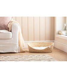 Dehner Premium Kuschelbett für Katzen aus Plüsch Größe L Weiß Beige – Bild 1 von 6