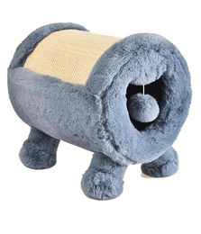 Dehner Premium Lovely Katzen Kratztonne und Kuschelhöhle aus Plüsch und Sisal in Blau/Beige Ø 30 cm - 1 Stk. – Bild 1 von 3