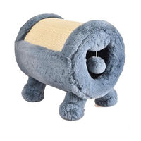 Produktbild von Dehner Premium Lovely Katzen Kratztonne und Kuschelhöhle aus Plüsch und Sisal in Blau/Beige Ø 30 cm - 1 Stk.