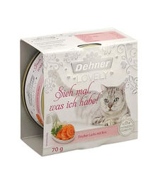 Dehner Premium Lovely Katzenfutter Nassfutter Lachs mit Reis glutenfrei für erwachsene Katzen 24 x 70 g – Bild 1 von 2