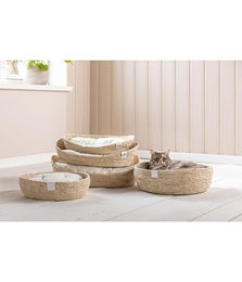 Dehner Premium Lovely Kuschelbett für Katzen aus Plüsch in Weiß/Beige Größe L - 1 Stk. – Bild 1 von 3