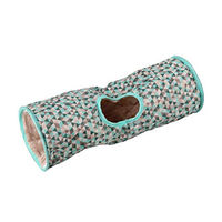 Produktbild von Dehner Rascheltunnel Tube Spielzeug für Meerschweinchen Chinchilla und Frettchen aus Nylon und Plüsch 45 x 15 cm blau beige grau