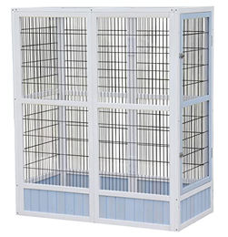 Dehner Vogelgehege Santorini Voliere aus Holz und Metall für Kanarienvögel und Wellensittiche Weiß Blau 60 x 116,4 x 136 cm – Bild 1 von 13