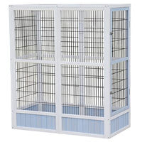 Produktbild von Dehner Vogelgehege Santorini Voliere aus Holz und Metall für Kanarienvögel und Wellensittiche Weiß Blau 60 x 116,4 x 136 cm