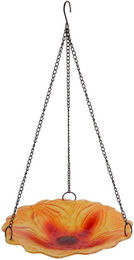 Dehner Vogelhaus Bonito Hängendes Vogelbad aus Glas und Metall Bunt Orange Ø 26 cm Höhe 49 cm – Bild 1 von 2
