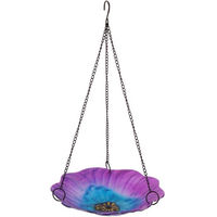 Produktbild von Dehner Vogelhaus Bonito hängendes Vogelbad aus Glas und Metall in Bunt Lila Ø 26 cm Höhe 49 cm