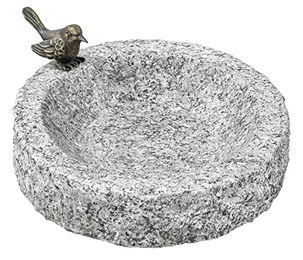 Dehner Vogeltränke aus Granit mit Bronze-Vogel grau frostbeständig Ø 30 cm – Bild 1 von 6