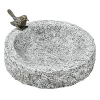 Produktbild von Dehner Vogeltränke aus Granit mit Bronze-Vogel grau frostbeständig Ø 30 cm