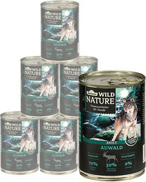 Dehner Wild Nature Auwald Rind Hundennassfutter Adult Glutenfrei Getreidefrei Ohne Zucker 6 x 400 g Dosen – Bild 1 von 2