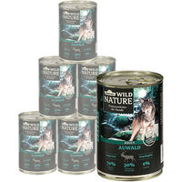 Produktbild von Dehner Wild Nature Auwald Rind Hundennassfutter Adult Glutenfrei Getreidefrei Ohne Zucker 6 x 400 g Dosen