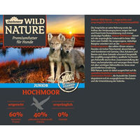 Produktbild von Dehner Wild Nature Hundefutter Hochmoor Junior Nassfutter mit Ente und Geflügel getreidefrei und glutenfrei 6 x 400 g Dosen