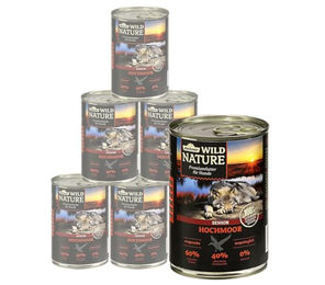 Dehner Wild Nature Hundefutter Hochmoor Nassfutter Ente Senior getreidefrei und glutenfrei 6 x 400 g Dosen – Bild 1 von 6
