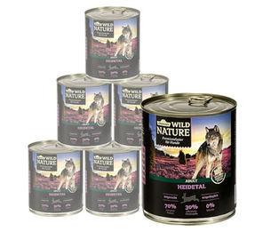 Dehner Wild Nature Hundefutter Nassfutter Adult Lamm und Kaninchen getreidefrei und zuckerfrei 6 x 800 g Dosen – Bild 1 von 9