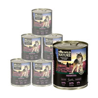 Produktbild von Dehner Wild Nature Hundefutter Nassfutter Adult Lamm und Kaninchen getreidefrei und zuckerfrei 6 x 800 g Dosen