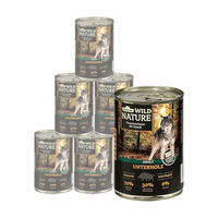 Produktbild von Dehner Wild Nature Hundefutter Unterholz Nassfutter Adult Getreidefrei Rind und Wildschwein 6 x 400 g Dose