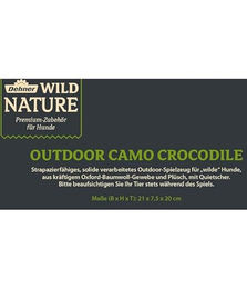 Dehner Wild Nature Hundespielzeug Outdoor Camo Crocodile aus Oxford-Gewebe und Plüsch mit Quietscher braun 7.5 x 20 x 21 cm – Bild 1 von 3
