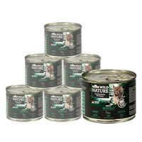Produktbild von Dehner Wild Nature Katzenfutter Auwald Nassfutter Adult Hirsch Truthahn Getreidefrei Zuckerfrei 6 x 200 g Dosen