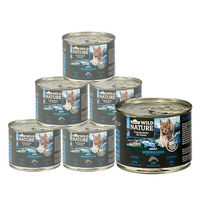 Produktbild von Dehner Wild Nature Katzenfutter Gebirgssee Nassfutter für erwachsene Katzen Lachs und Forelle getreidefrei 6 x 200 g Dosen