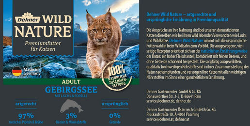 Dehner Wild Nature Katzenfutter Probier-Set Adult Getreidefrei 8 x 400 g Dose – Bild 1 von 4