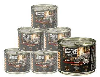 Dehner Wild Nature Katzenfutter Senior Wildschwein Nassfutter getreidefrei und zuckerfrei 6 x 200 g Dosen – Bild 1 von 5