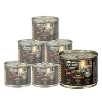 Produktbild von Dehner Wild Nature Katzenfutter Senior Wildschwein Nassfutter getreidefrei und zuckerfrei 6 x 200 g Dosen