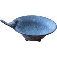 Produktbild von Deko-Impression Verzierte Vogeltränke und Futterstelle aus massivem Metall in Grau Durchmesser 17 cm