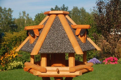 Produktbild von Deko-Shop-Hannusch Luxus Vogelhaus aus Holz mit Solar oder Ständer in Grün oder Braun