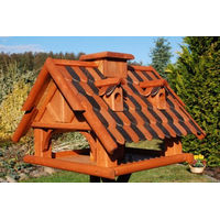 Produktbild von Deko-Shop-Hannusch Massives Holz-Vogelhaus mit integriertem Futtersilo, imprägniert