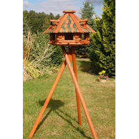 Produktbild von Deko-Shop-Hannusch Massives Luxus Vogelhaus aus Holz mit Ständer und Futtersilo Braun