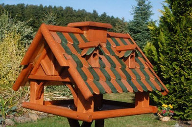 Produktbild von Deko-Shop-Hannusch Massives Vogelhaus aus Holz mit Futtersilo und Imprägnierung