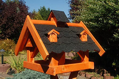 Produktbild von Deko-Shop-Hannusch Vogelhaus aus Holz mit Bitumenschindeln und Gauben in Bitum Dunkel