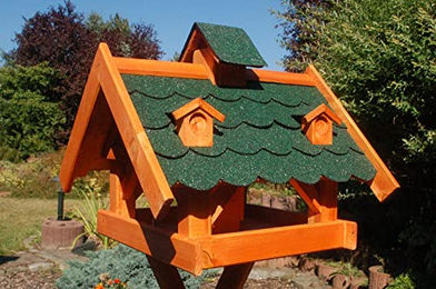 Produktbild von Deko-Shop-Hannusch Vogelhaus aus Holz mit Bitumenschindeln und Gauben in Grün