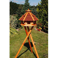 Produktbild von Deko-Shop-Hannusch Vogelhaus aus Holz mit Bitumenschindeln und Ständer in Braun