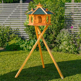 Deko-Shop-Hannusch Vogelhaus aus Holz mit Futtersilo und Solarbeleuchtung in XXL – Bild 1 von 7