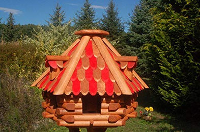 Produktbild von Deko-Shop-Hannusch Vogelhaus aus Holz mit Holzschindeln und Gauben in Braun-Rot