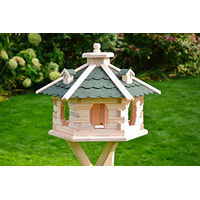 Produktbild von Deko-Shop-Hannusch Vogelhaus aus Holz XXL mit Solarbeleuchtung und Ständer in Grün zum Selbstgestalten