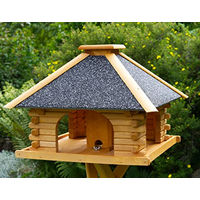 Produktbild von Deko-Shop-Hannusch Vogelhaus Futterhaus aus Holz mit Strukturputzdach und Solarbeleuchtung