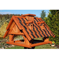 Produktbild von Deko-Shop-Hannusch Vogelhaus Futterhaus mit Holzschindeldach und Solarbeleuchtung in Braun oder Schwarz