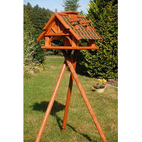 Produktbild von Deko-Shop-Hannusch Vogelhaus mit Holzschindeldach und Solarbeleuchtung inklusive Ständer in Braun und Grün