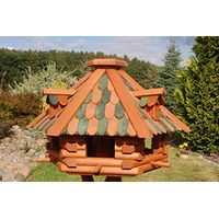 Produktbild von Deko-Shop-Hannusch Vogelhaus mit Holzschindeln und Solarbeleuchtung in Braun-Grün