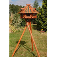 Produktbild von Deko-Shop-Hannusch Vogelhaus mit Holzschindeln und Solarbeleuchtung inklusive Ständer in Braun-Grün