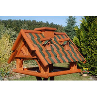 Produktbild von Deko-Shop-Hannusch Vogelhaus Vogelvilla mit Holzschindeldach und Solarbeleuchtung in Braun oder Grün