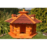Produktbild von Deko-Shop-Hannusch Vogelhaus Vogelvilla mit Solarbeleuchtung aus Holz in Rot, Größe L