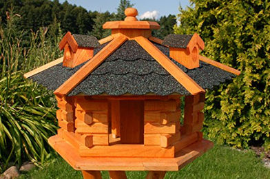 Produktbild von Deko-Shop-Hannusch Vogelhaus Vogelvilla mit Solarbeleuchtung und Silo aus Holz in Schwarz klein
