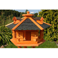Produktbild von Deko-Shop-Hannusch Vogelhaus Vogelvilla mit Solarbeleuchtung und Silo aus Holz in Schwarz klein