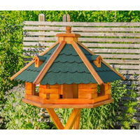 Produktbild von Deko-Shop-Hannusch Vogelhaus XXL aus Holz mit Solarbeleuchtung und Futtersilo in Grün