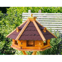 Produktbild von Deko-Shop-Hannusch Vogelhaus XXL aus Holz mit Solarbeleuchtung und Futtersilo in Rot