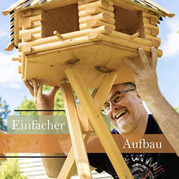 Deko-Shop-Hannusch XXL Luxus Vogelhaus aus Holz mit Solarbeleuchtung und Ständer in Braun-Schwarz – Bild 1 von 8