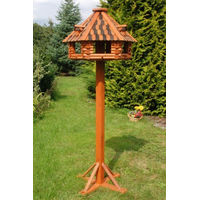 Produktbild von Deko-Shop-Hannusch XXL Luxus Vogelhaus aus Holz mit Ständer und Futtersilo Braun