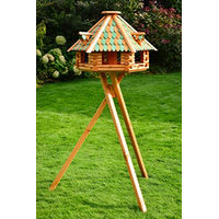 Produktbild von Deko-Shop-Hannusch XXL Vogelhaus aus Holz mit Futtersilo und Ständer in Braun und Grün